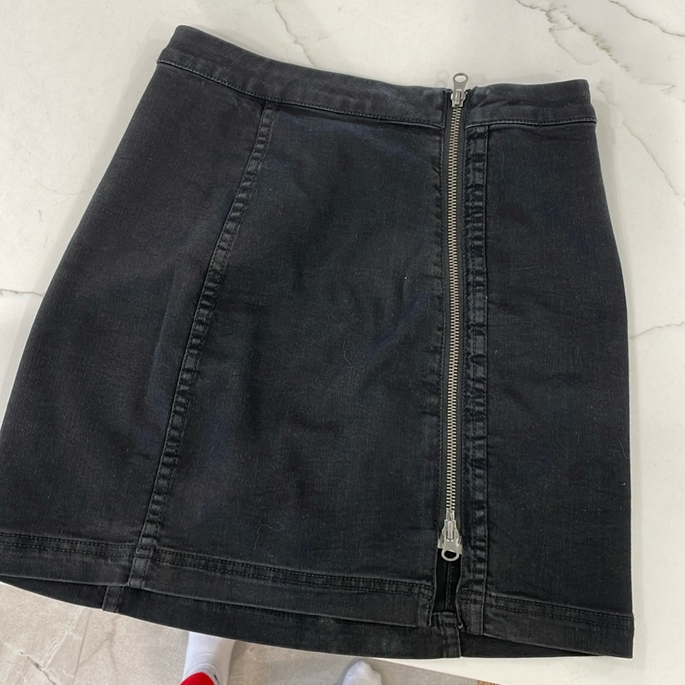 Free People Black denim skirt